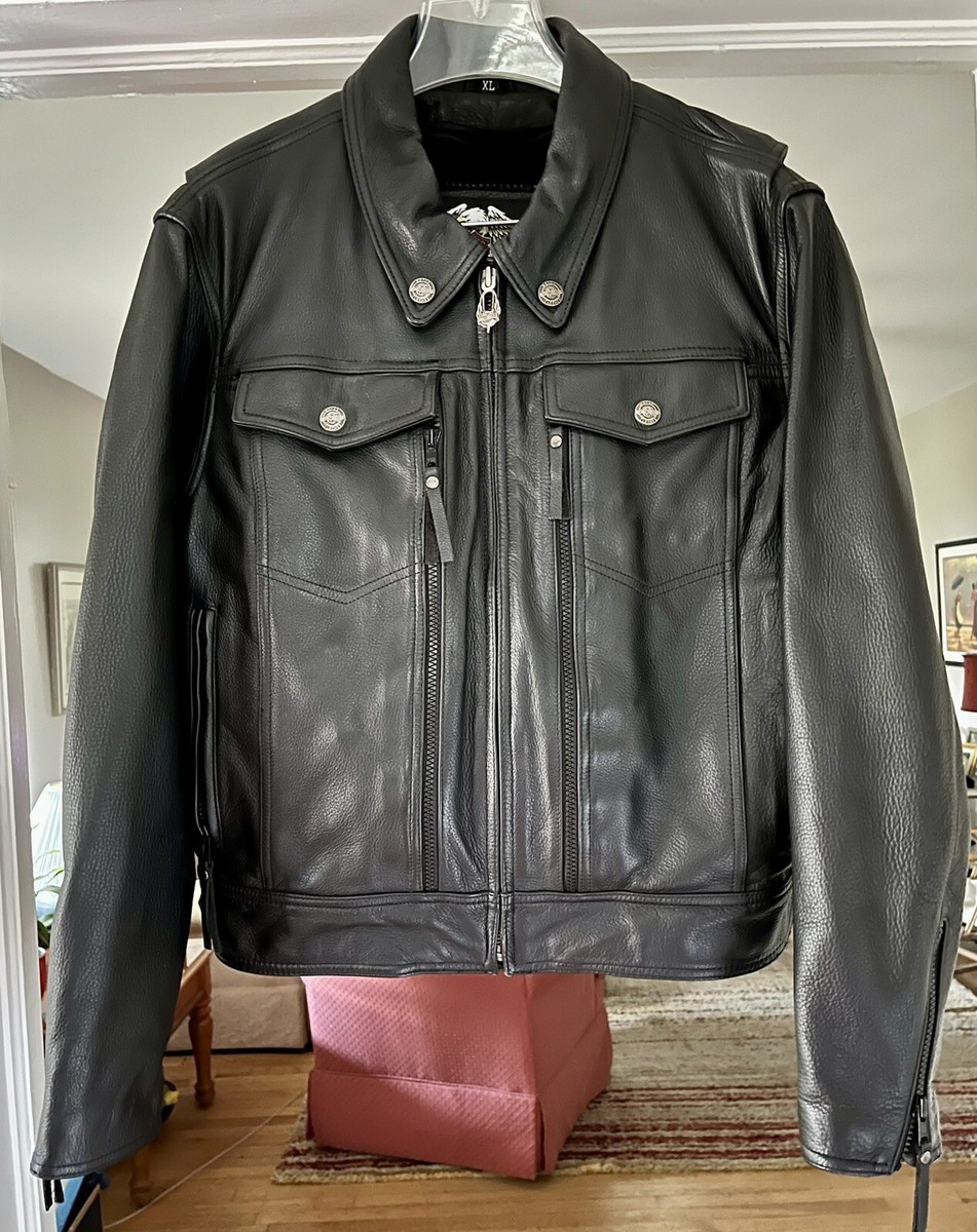 HARLEY-DAVIDSON Black Leather Motorcycle Jacket w/ Lining RN