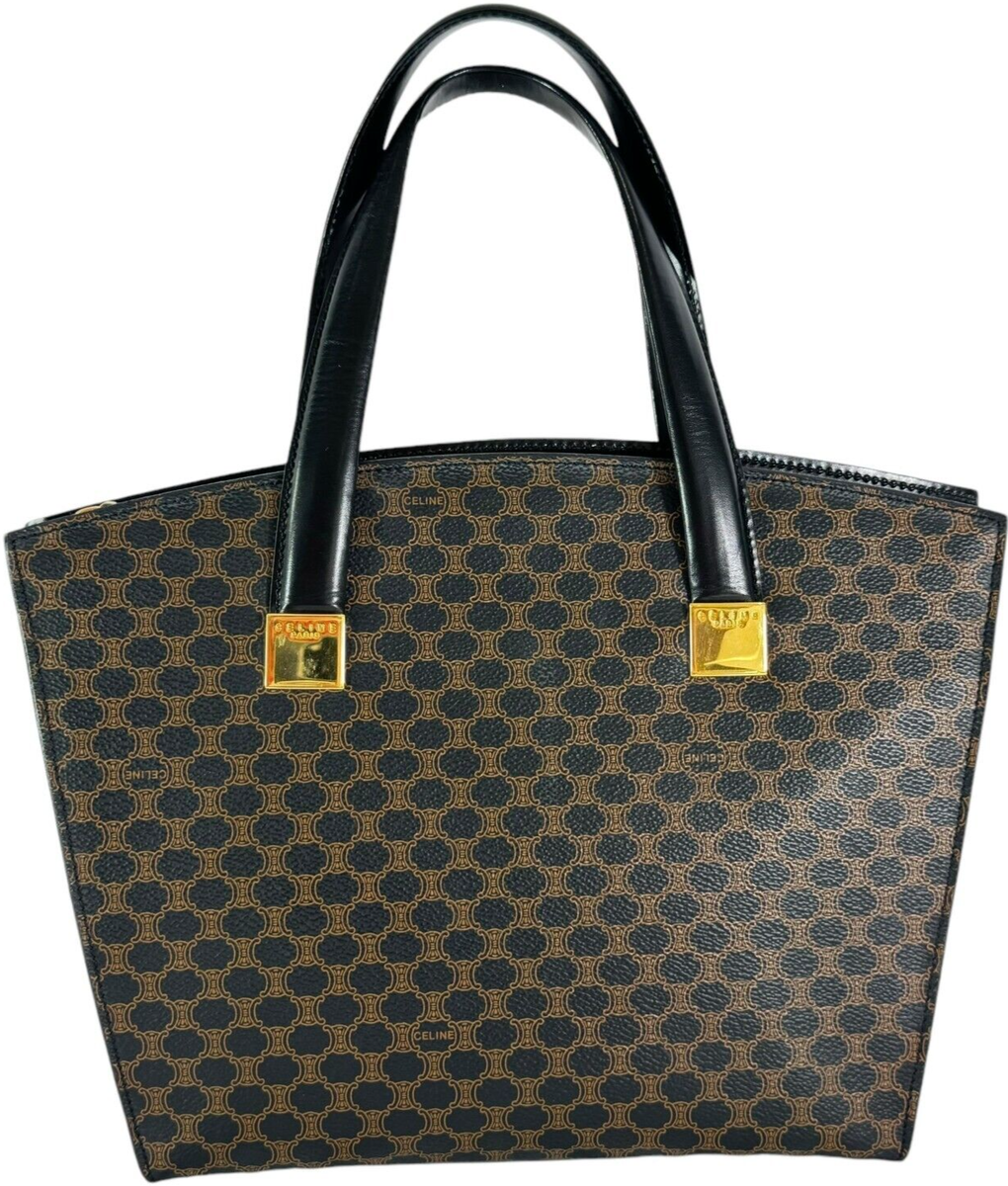 CELINE Vintage Black Canvas Macadam Tote Bag Made in Italy