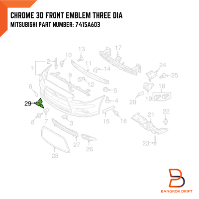 Mark Three Front Grille Logo Emblem Mitsubishi Outlander Mirage