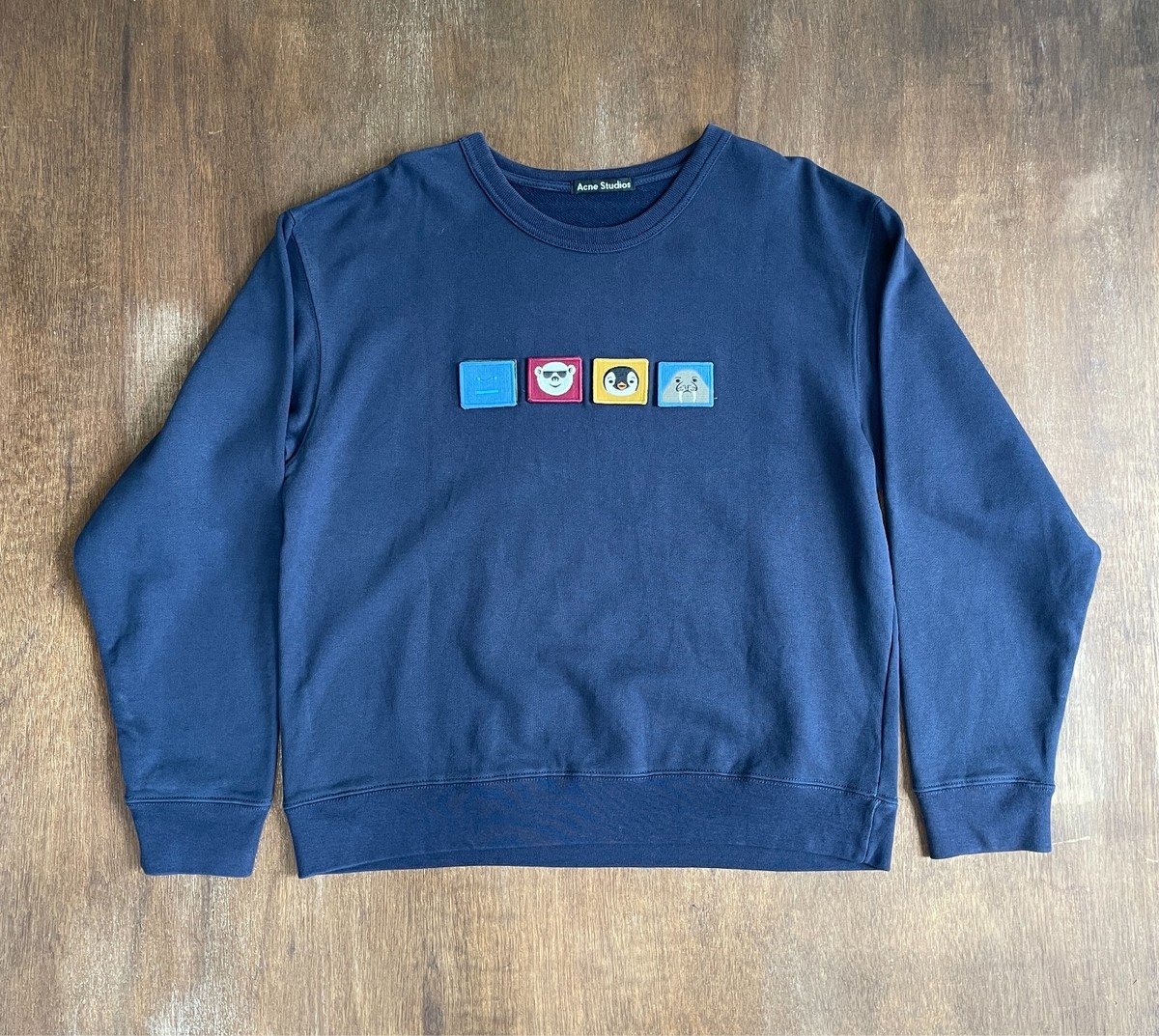 Acne Studios Faircro Animal Face Sweatshirt in Navy Blue | eBay
