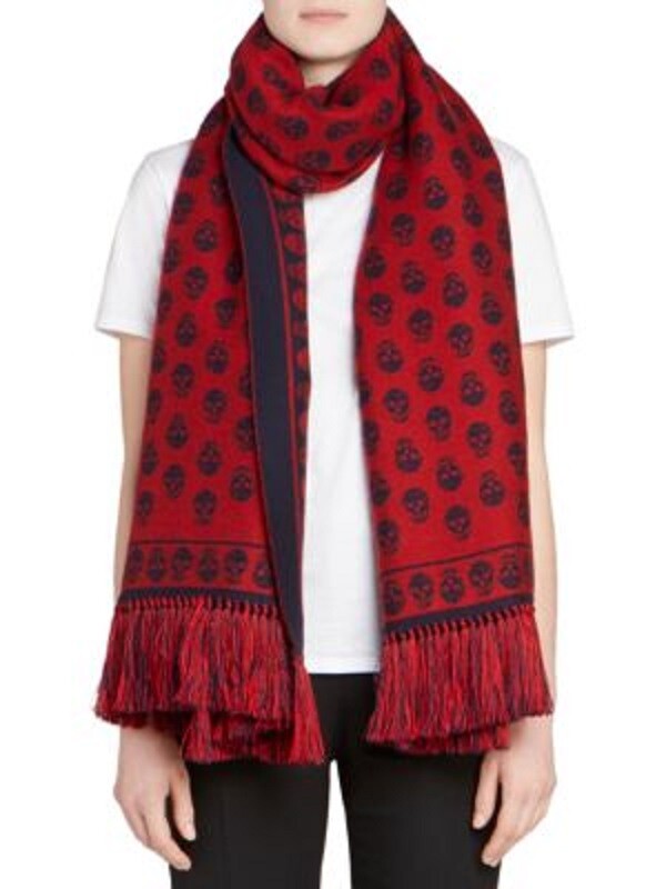 NWT Alexander McQueen $635 Extra Large Wool-Silk Scark Scarf, Navy