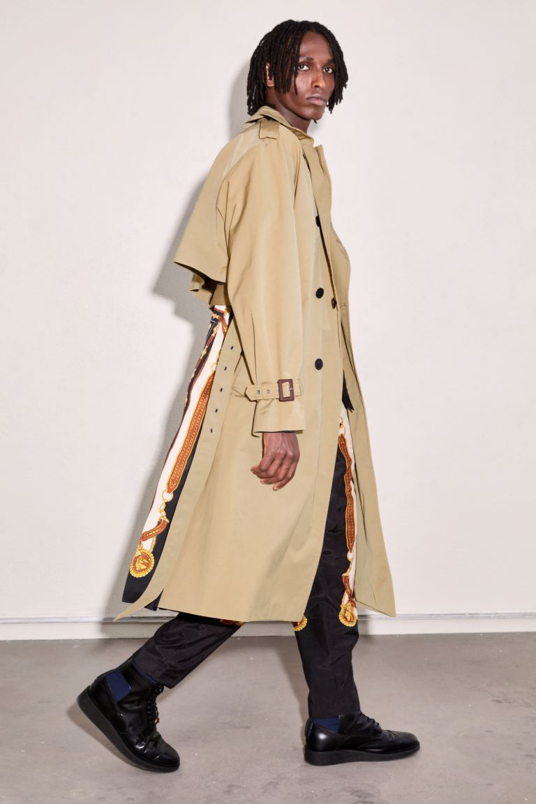 Toga Archives X H&M HM Patterned Scarf Trench Coat Unisex S L