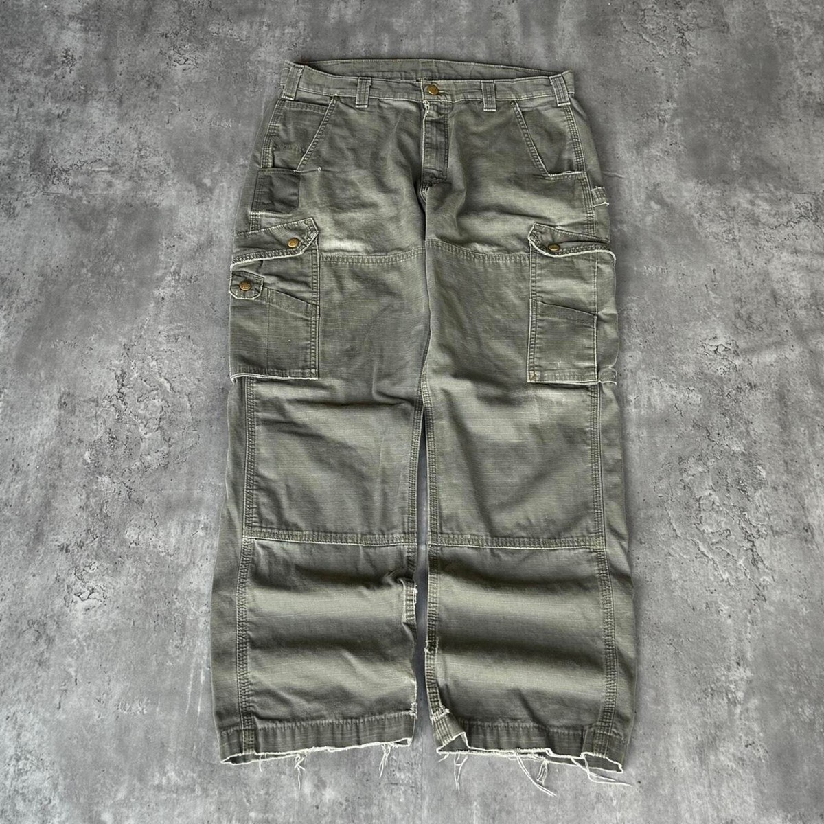 Vintage Y2K Carhartt Double Knee Faded Green Carpenter Cargo Pants