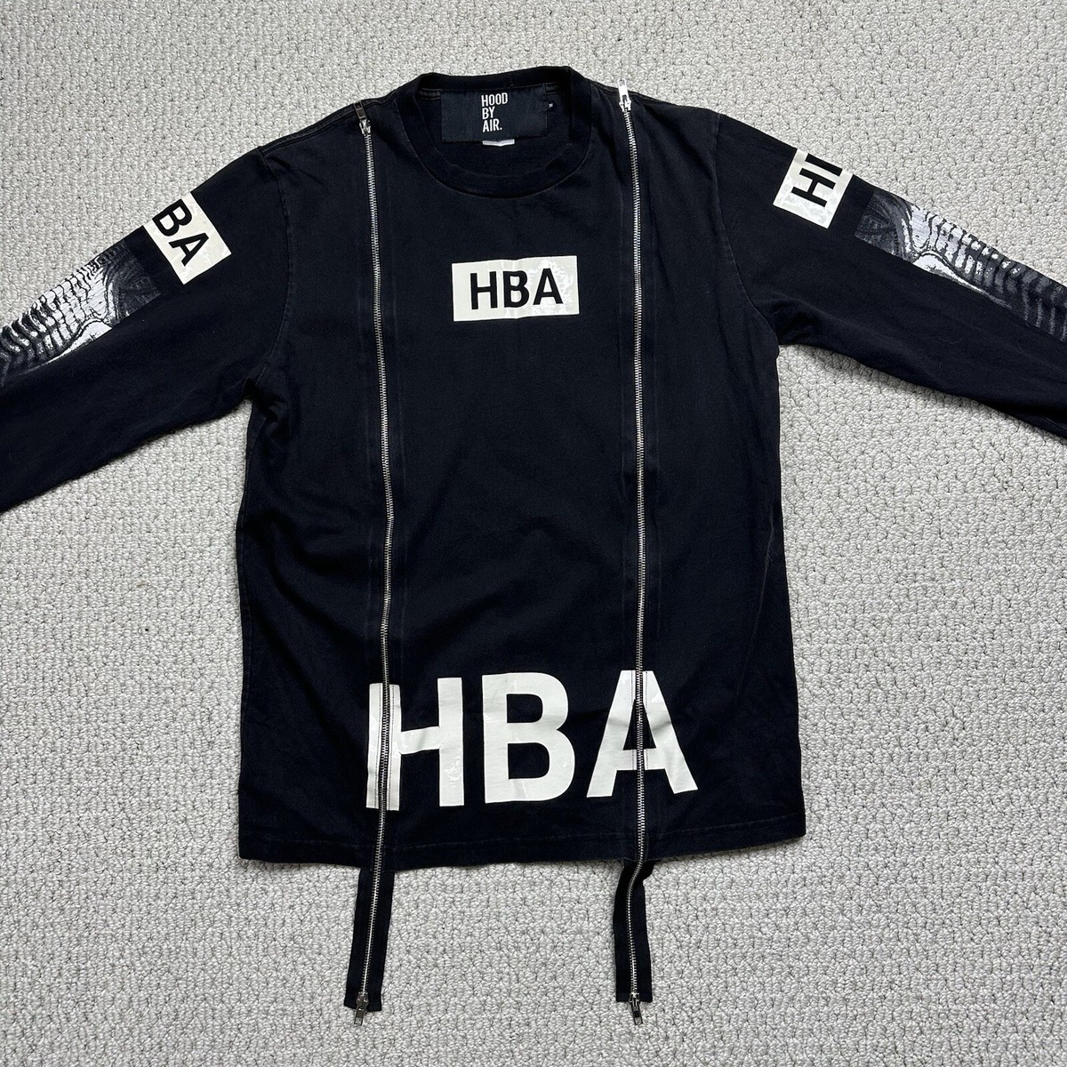 Hood By Air HBA Skeleton X-ray Double Zip Long Sleeve Sweatshirt