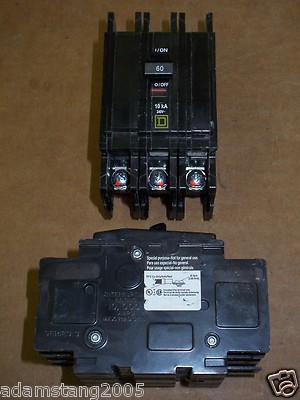 Square D QOU 3 pole 60 amp 240v 10kA QOU3605273 Circuit Breaker