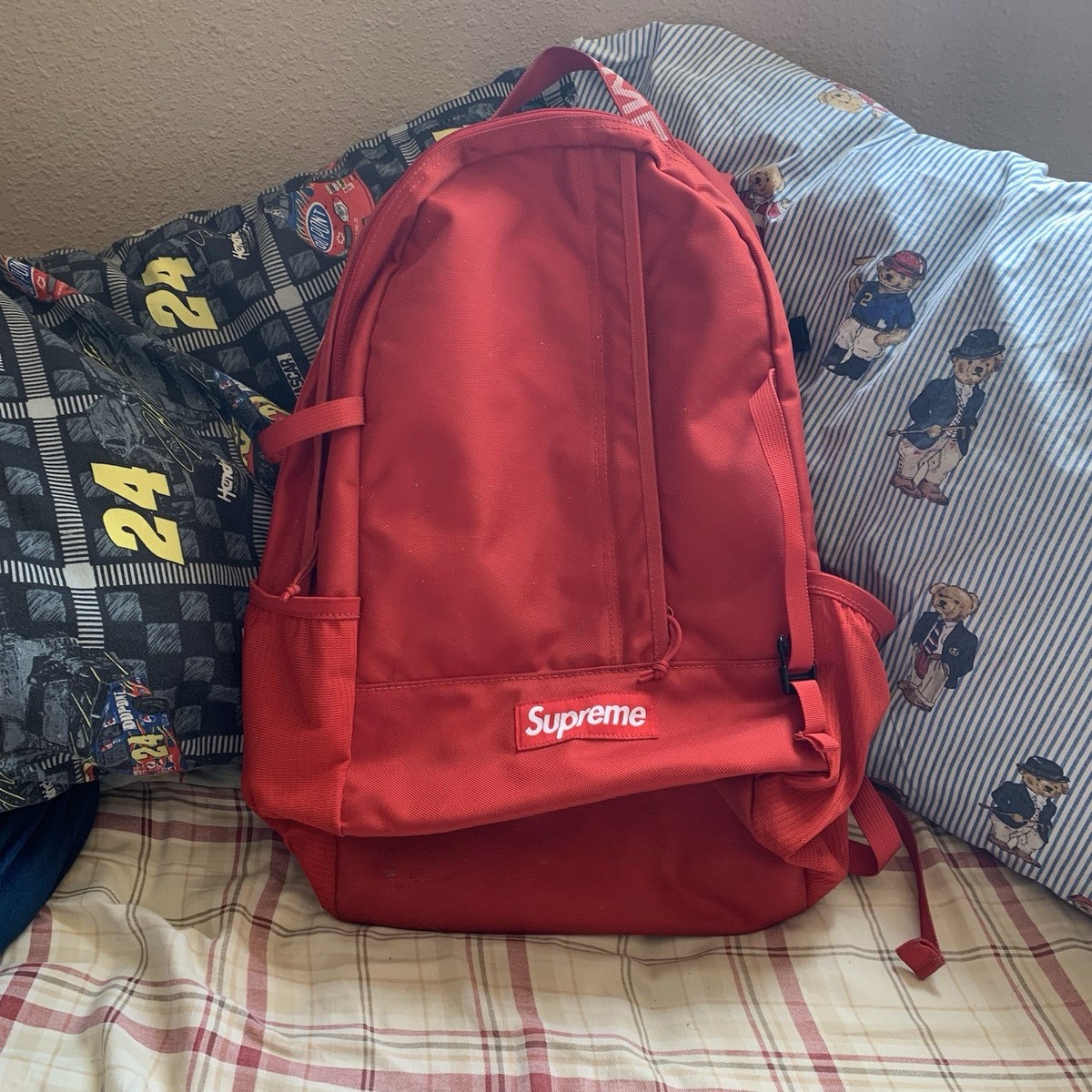 Supreme SS18 Red Backpack - 100% Authentic - USED | eBay