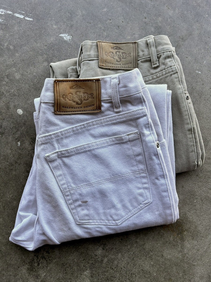 2 Vintage 90s Quiksilver Salt Water Denim Jeans Pants 28/29”x32