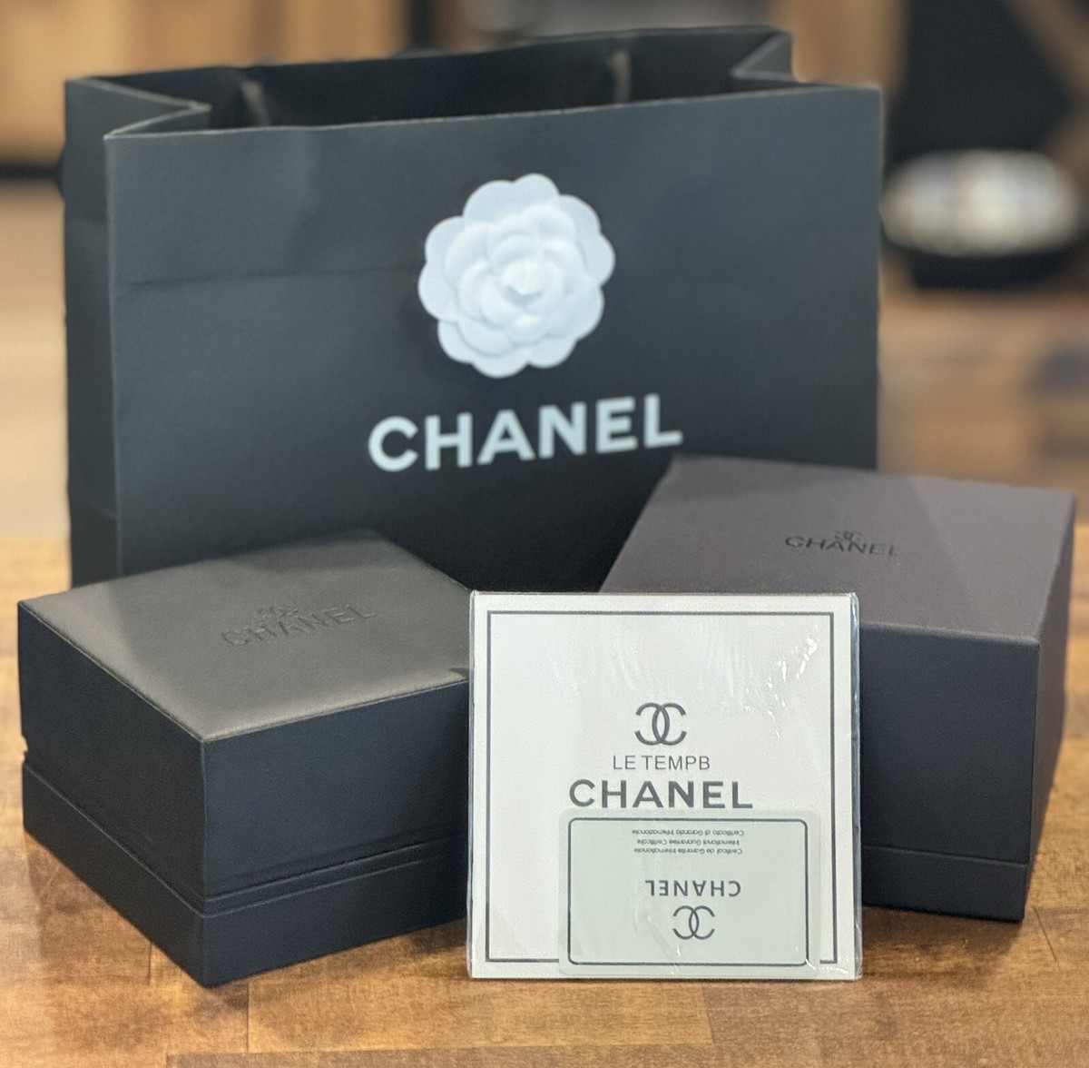 New Chanel Scatola Watch Box/Case Booklet Black W/ All Accessories