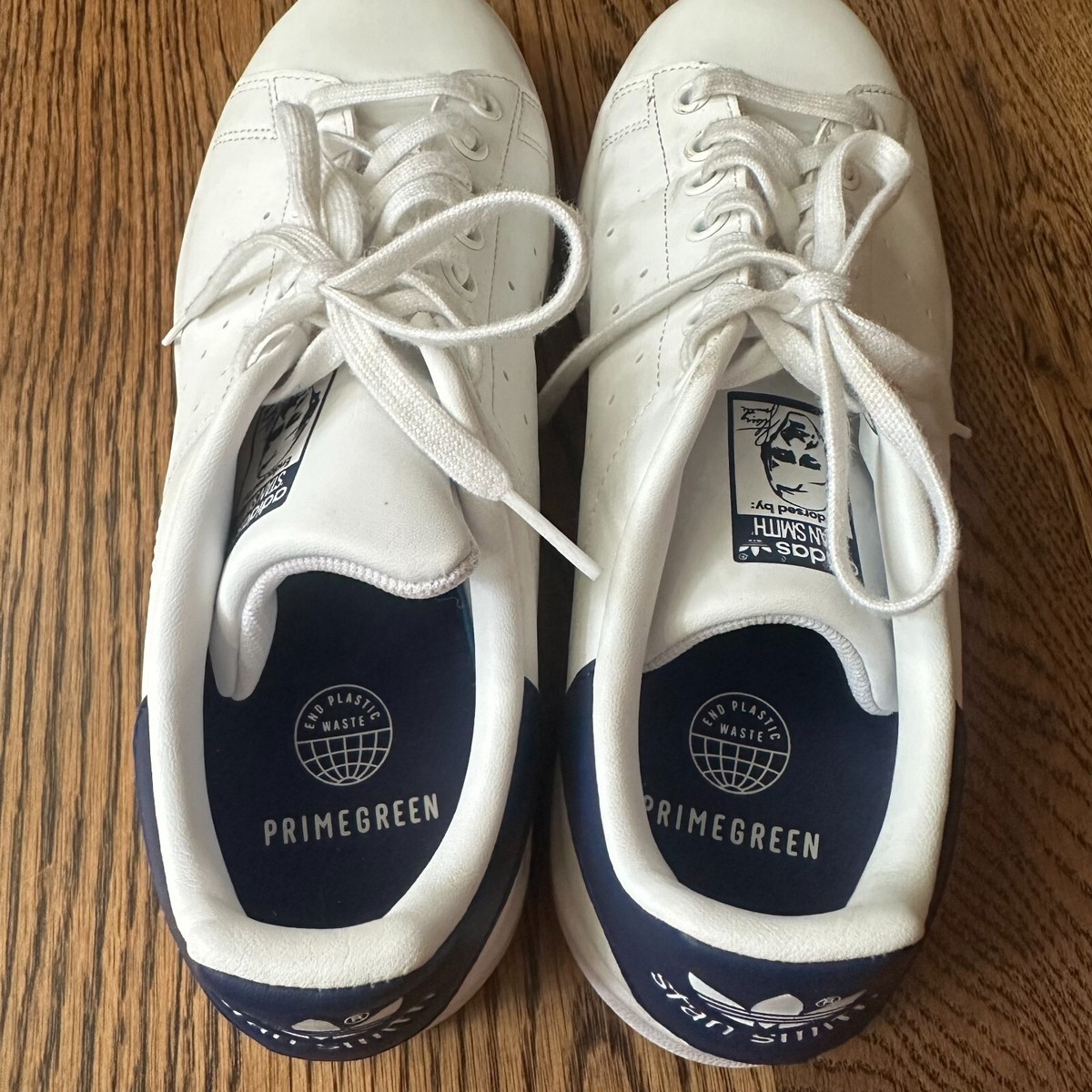 Adidas Stan Smith White/Navy Leather Court Shoes Sneakers Kids 7