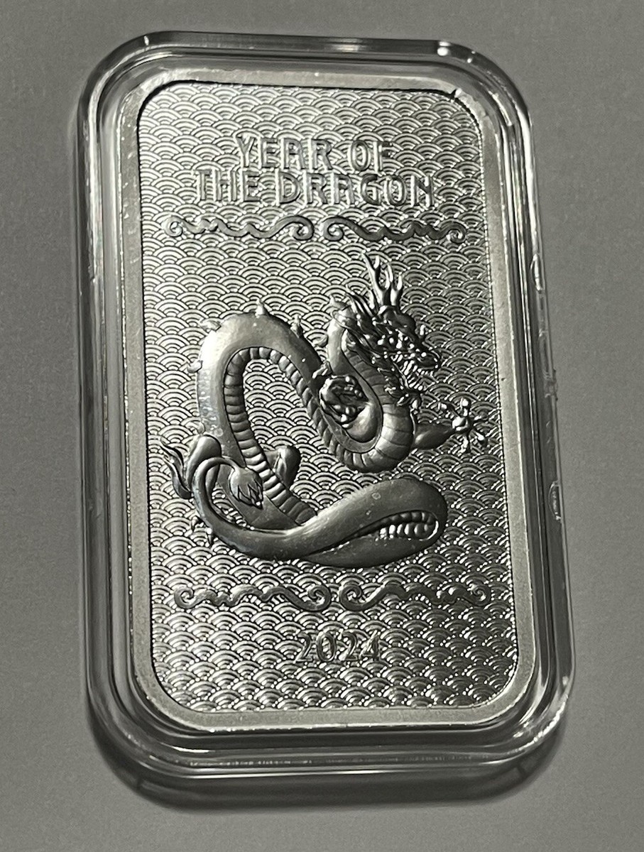 2024 Year of the Dragon Chinese Zodiac Ingot Bar 1 Troy Oz .999