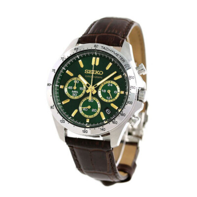 Seiko Spirit SBTR017 Green Dial Chronograph Quartz Leather Band