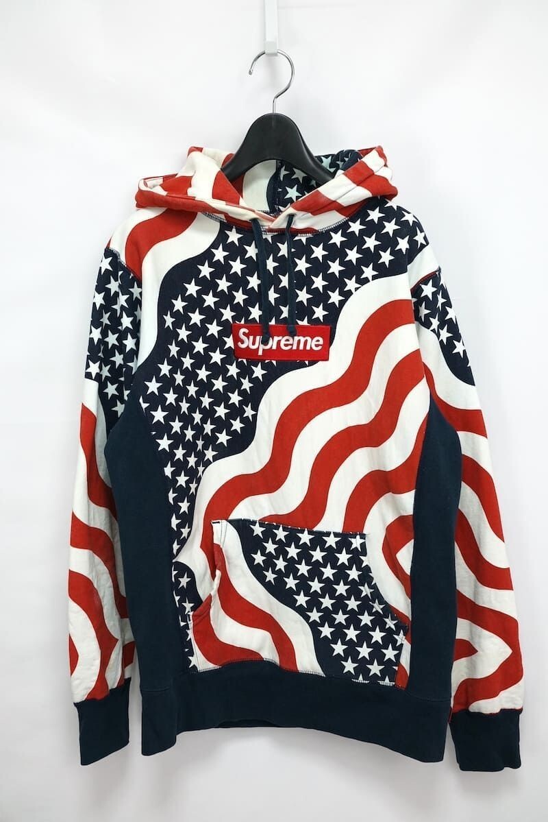 SUPREME USA FLAG BOX LOGO PULLOVER HOODIE Size M | eBay