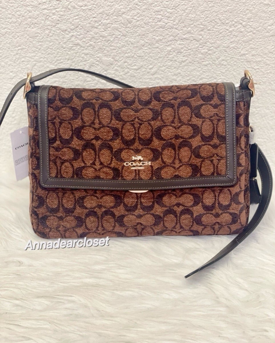 NWT Coach Etta Flap Shoulder Bag in Signature Chenille CCE58 | eBay