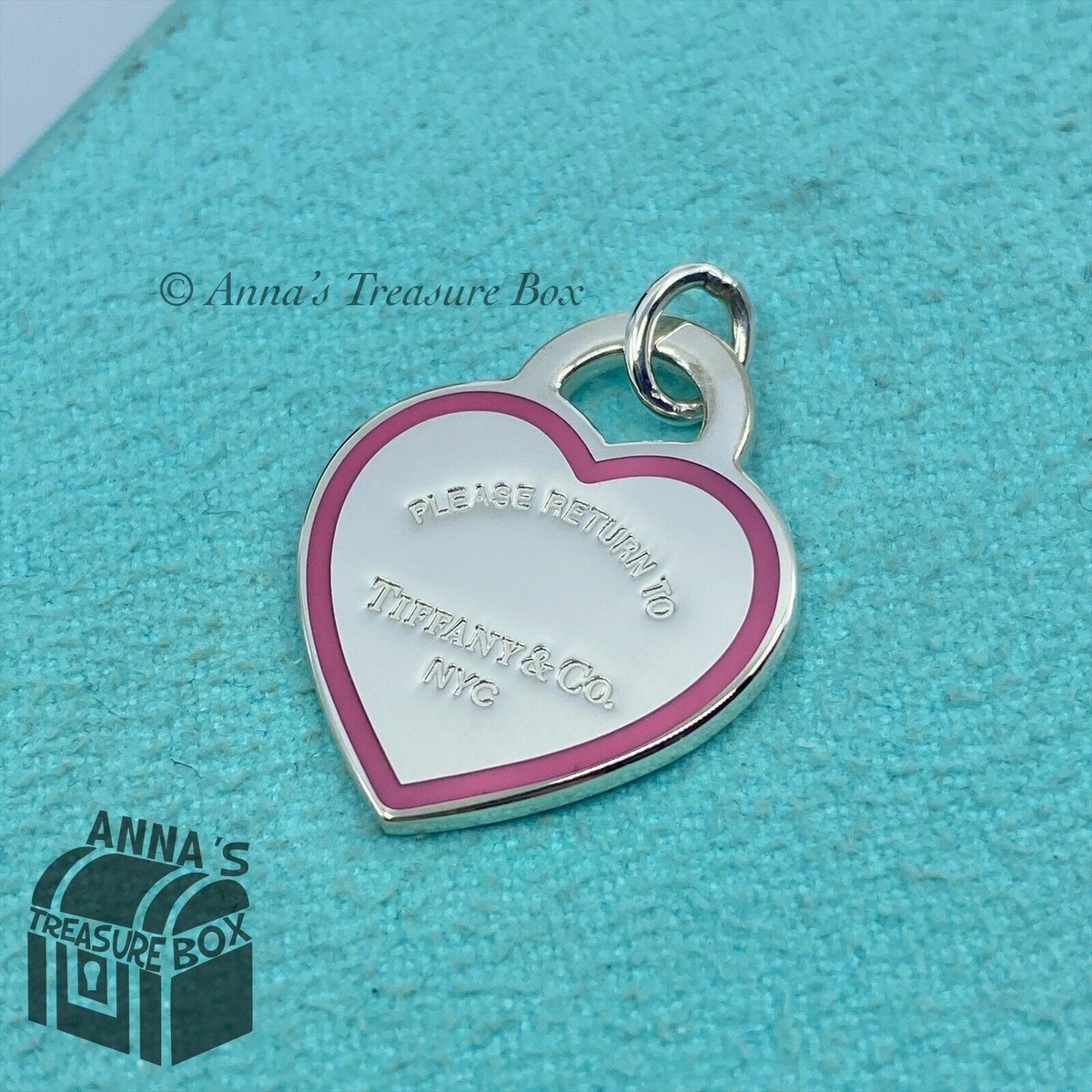 Tiffany & Co. 925 Silver MEDIUM Pink Outline/Border RTT Heart