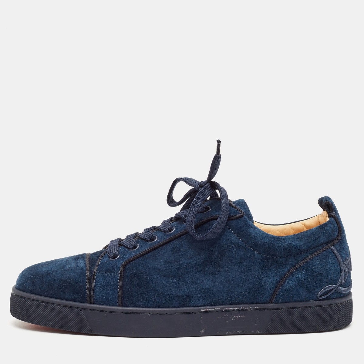 Christian Louboutin Navy Blue Suede Fun Louis Junior Sneakers Size