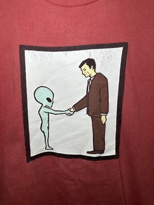Vintage 90s Helmet Band Original Alien Handshake Rare T-shirt