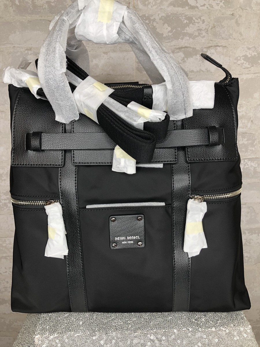 Henri Bendel Jetsetter Convertible Black Leather/Nylon Backpack