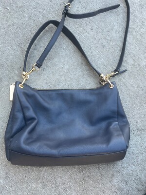 Gently used Coach navy blue leather handbag | eBay