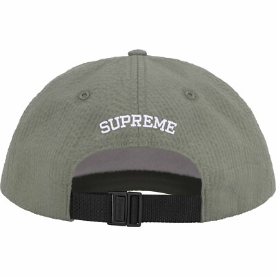 Supreme Seersucker S Logo 6-Panel Hat Cap - Olive Green - SS24 New
