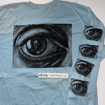SUPREME M.C. ESCHER EYES L/S T SHIRT SLATE BLUE SS17T2 SIZE LARGE