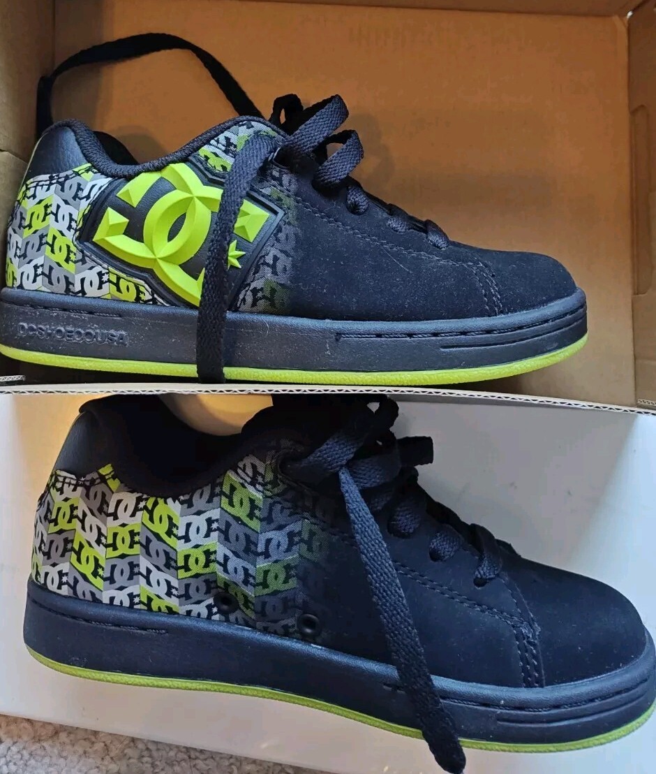 DC Y2K shoes Youth Rob Dyrdek J Black Lime Green Size 1 US 13 UK