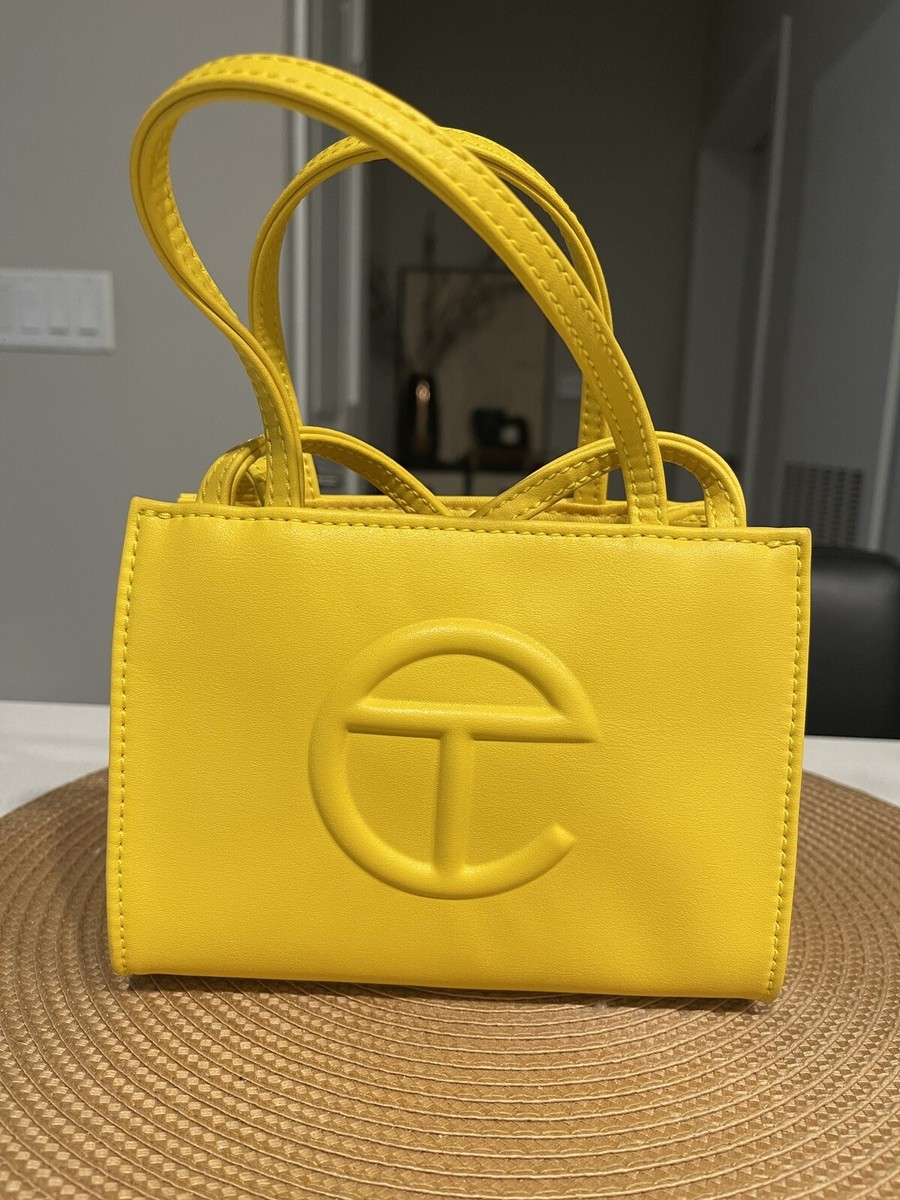 Telfar Small Bag Yellow Double Strap Faux Leather Purse Mini Bag