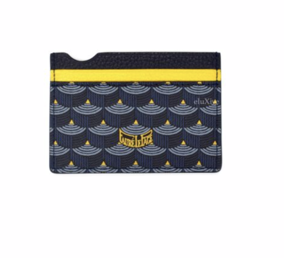 NWT Faure Le Page Paris Blue Navy Yellow 4CC Card Holder Case