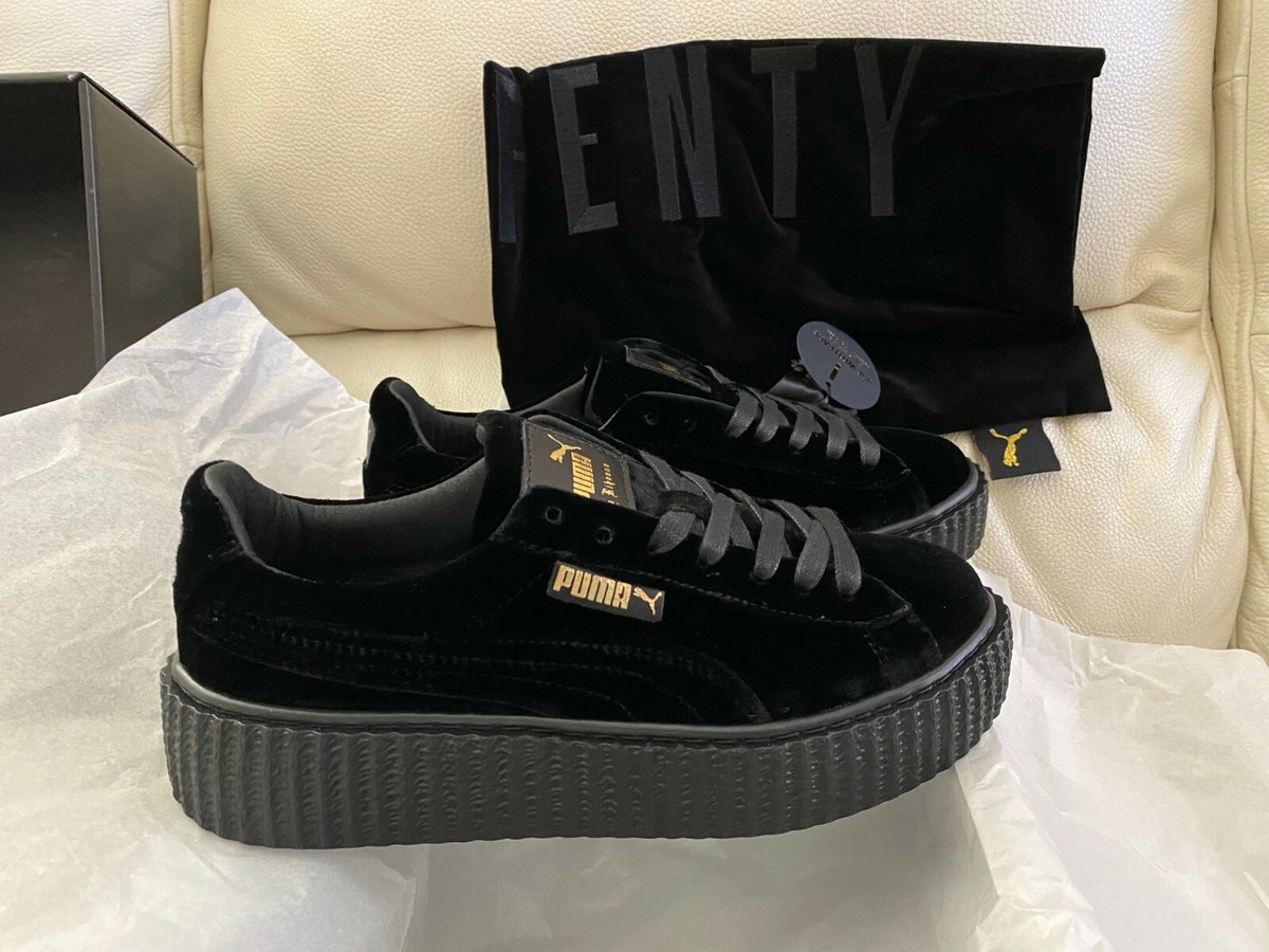PUMA RIHANNA BLACK VELVET CREEPERS FENTY TRAINERS ALL SIZES UK 3.5