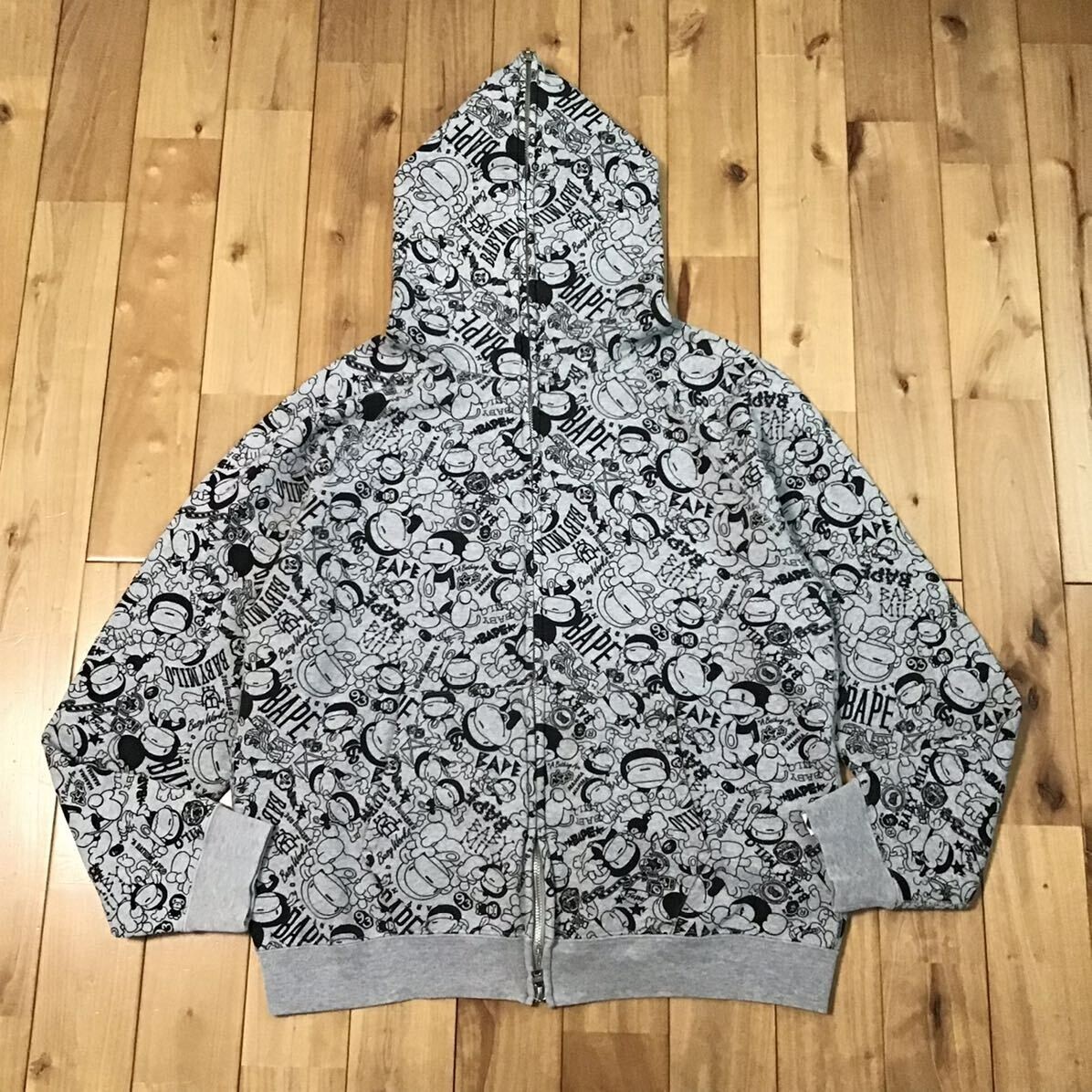 BAPE Comic Milo full zip hoodie a bathing ape NIGO Gray Size M | eBay