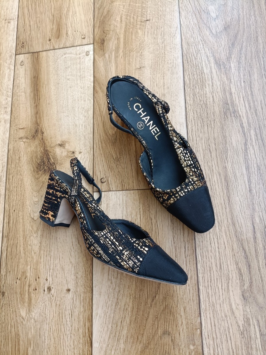CHANEL TWEED SLINGBACK PUMPS SIZE 35 EU, 4.5 US, 2.5 UK | eBay