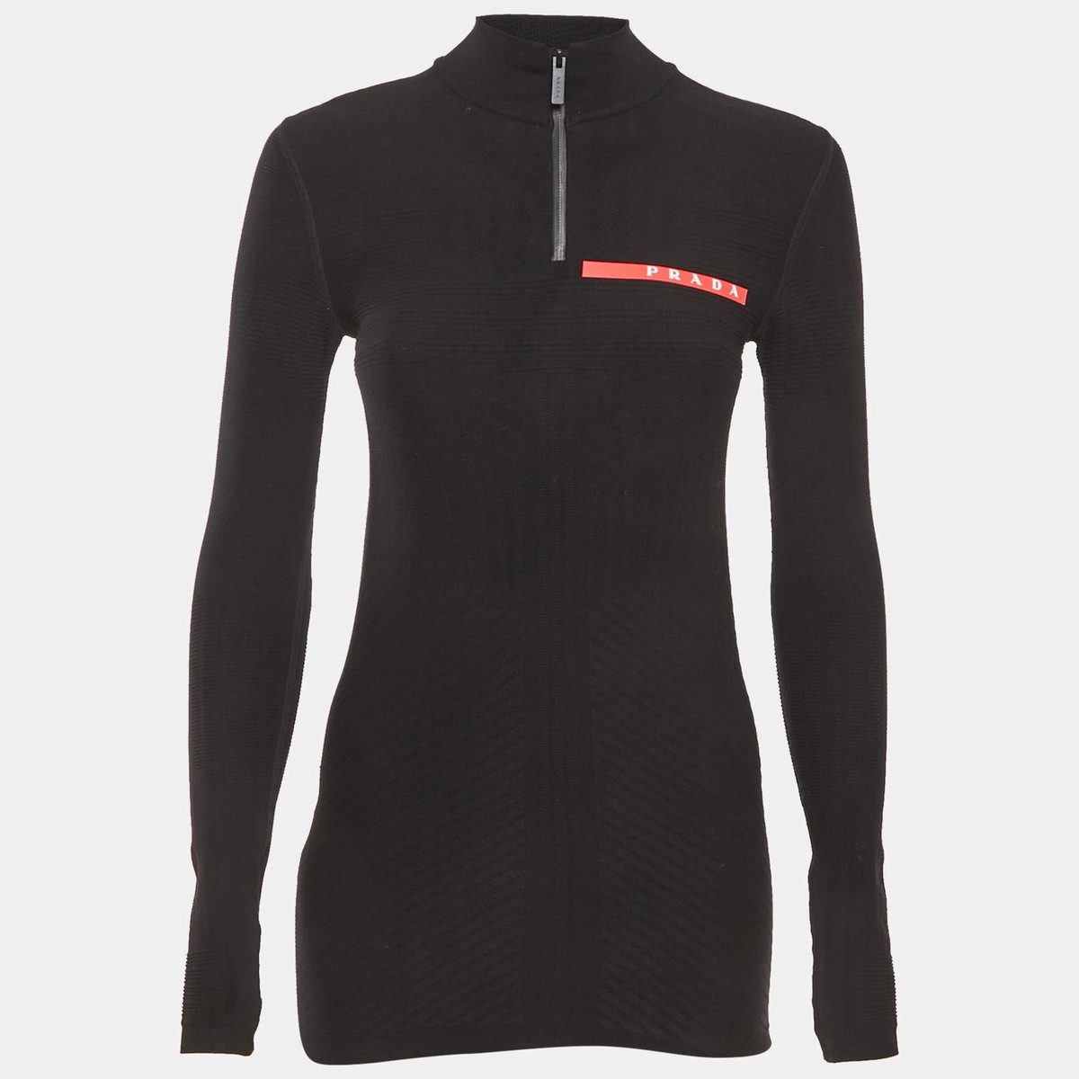 Prada Sport Black Textured Technical Jersey ZipUp Top XXSXS | eBay