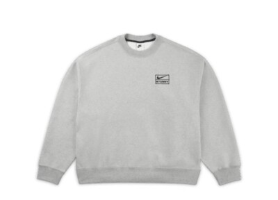 Nike x Stussy Fleece Crewneck Sweatshirt Heather Grey Crew Large