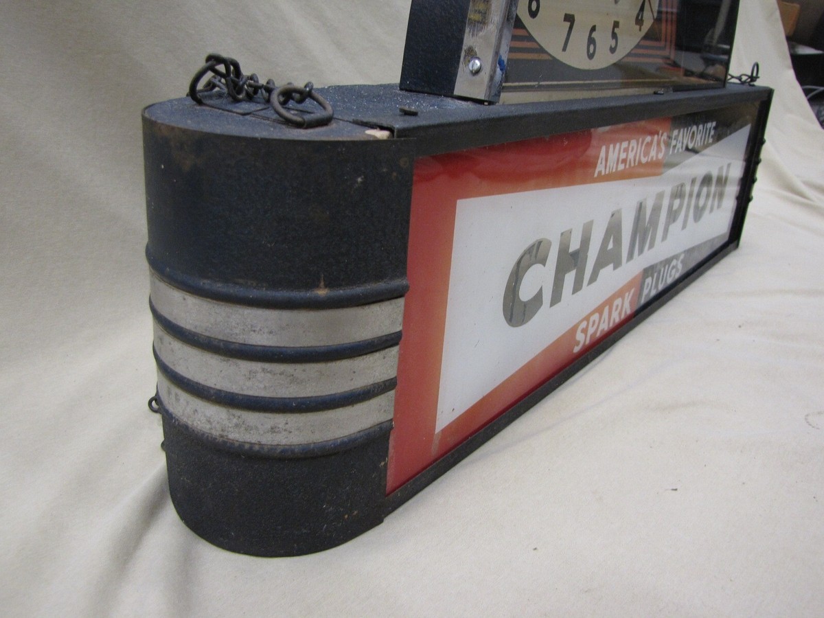 Vintage Champion Spark Plug Clock 40-50s Art Deco | eBay