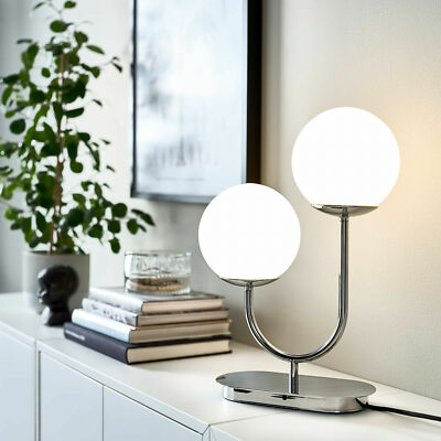Ikea SIMRISHAMN Table lamp, chrome plated, opal glass 17 
