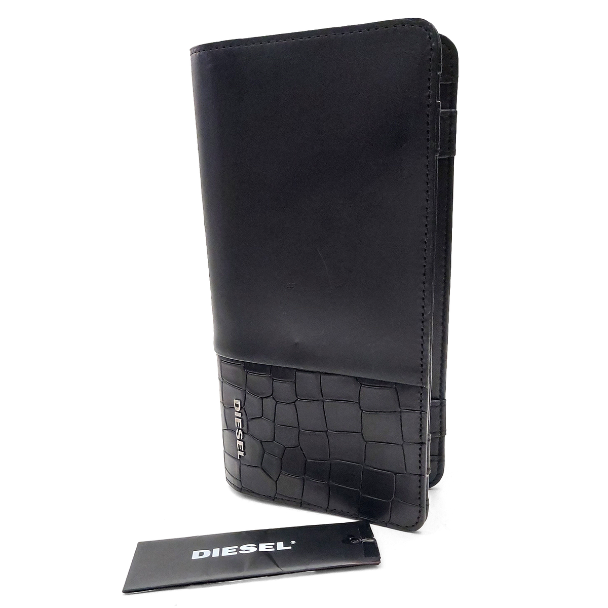 Diesel X03721 B-STAR Black Crocodile Embossed Design Long Wallet