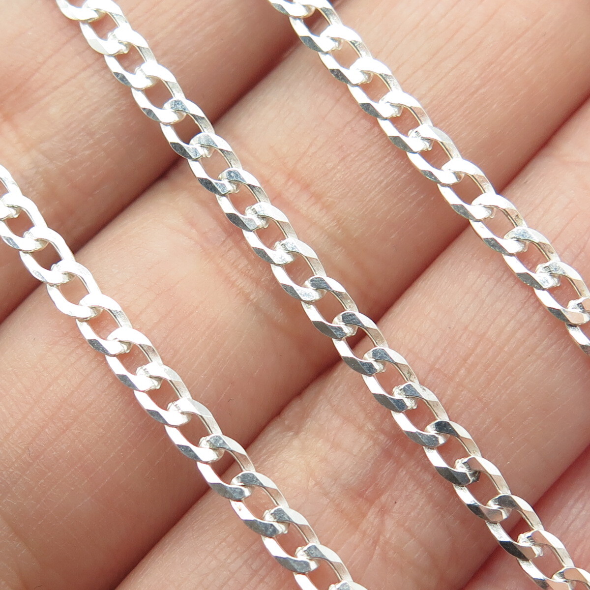 P. LUX 925 Sterling Silver Italy Curb Chain Necklace 20