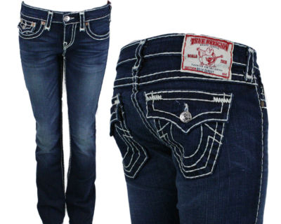 True Religion Jeans Women's Billy Super T Gridiron dark blue wash