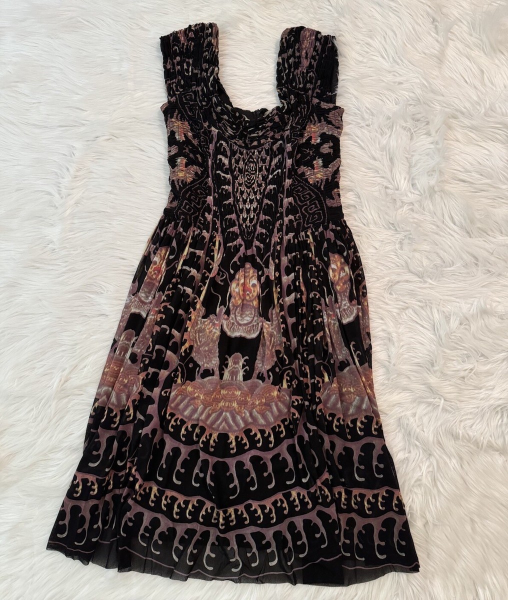 Vivienne Tam Dragon Print Dress Mesh Nylon 90s Vtg Size 2 | eBay