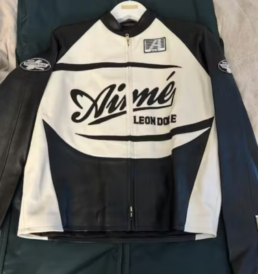 Aime Leon Dore Leather Café Racer Jacket size LARGE | eBay