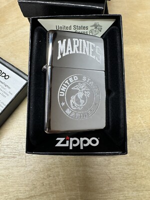 Zippo US Marines Logo on Chrome Silver Lighter - 250 - New | eBay