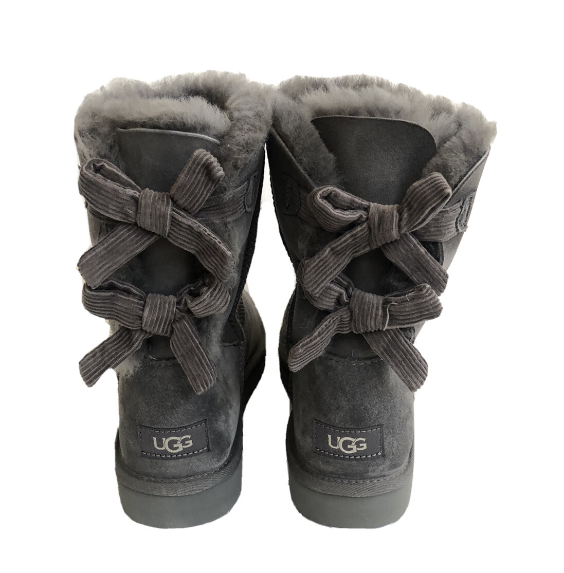 UGG BAILEY BOW CORDUROY GREY GRAY WOMEN BOOT US 8 / EU 39 / UK 6