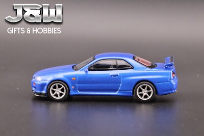 Mini GT Nissan Skyline. GT-R (R34) V-Spec Bayside Blue #759 1/64