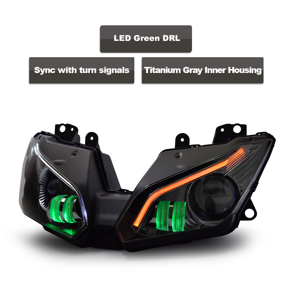 1X LED Headlight Assembly for Kawasaki Ninja 250 13-18 Motorcycle