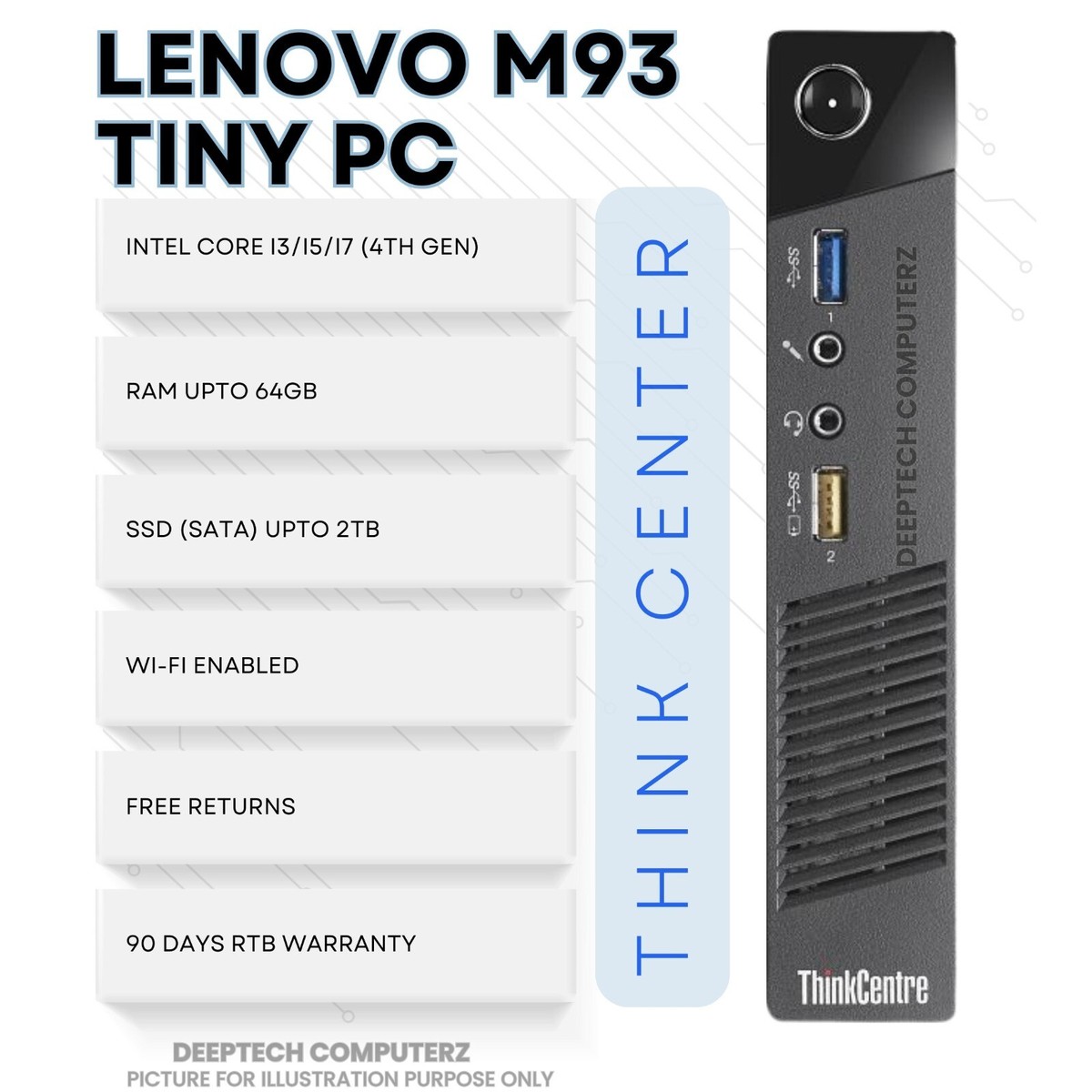 Lenovo ThinkCentre M93 Tiny PC Core i7 16GB RAM 1TB SSD Wi-Fi 90