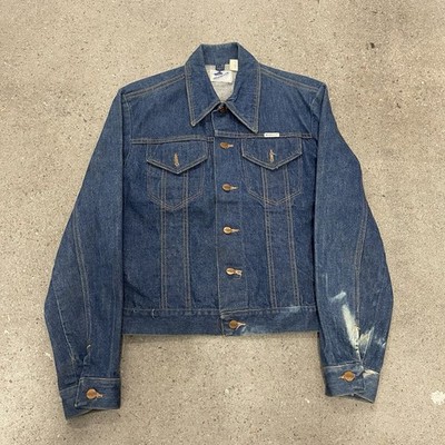 Vintage Wrangler No-Fault Denim Jean Jacket Size 42 Dark Wash | eBay