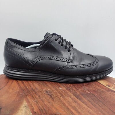 Cole Haan Grand Os Shoes Mens 11.5M Black Leather Wingtip Brogue
