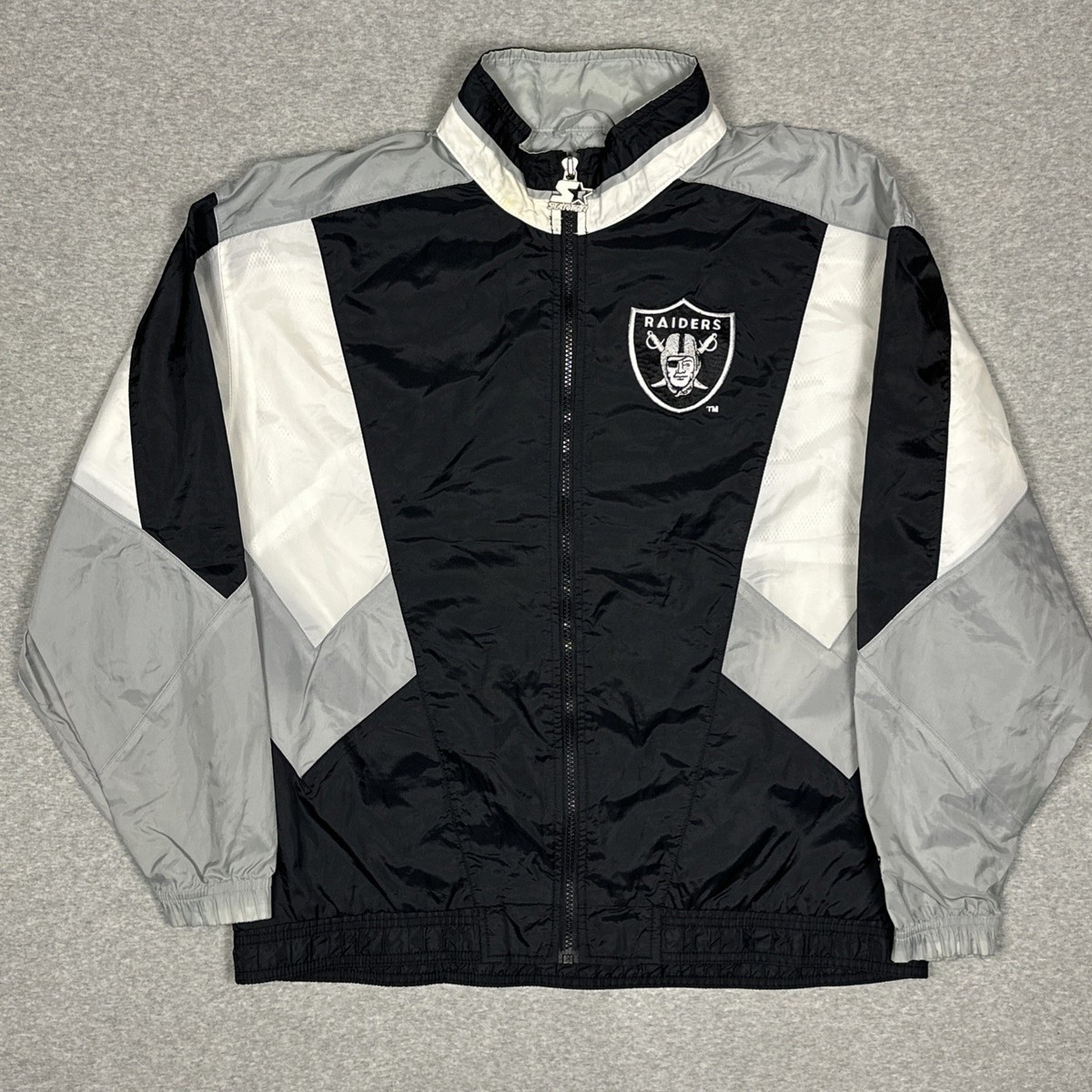 Vintage Starter Oakland Raiders Jacket Size Medium Windbreaker 90s