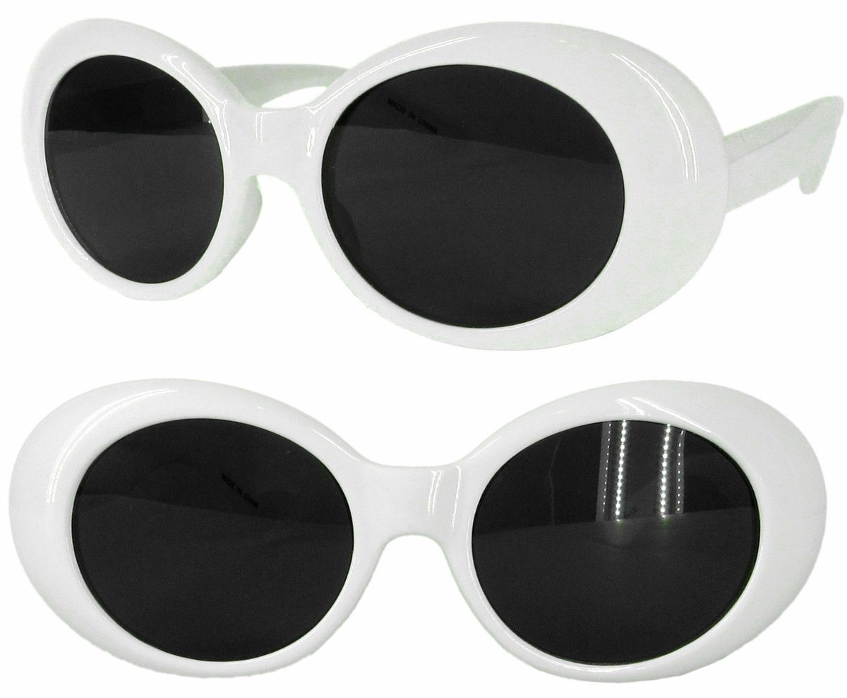 Kurt Cobain White Clout Sunglasses Goggles White Retro Oval Men
