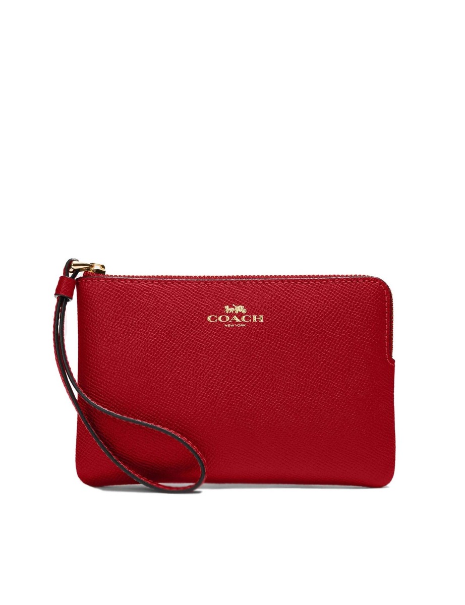 Coach Crossgrain Leather Corner Zip Wristlet Wallet (1941 Red) | eBay