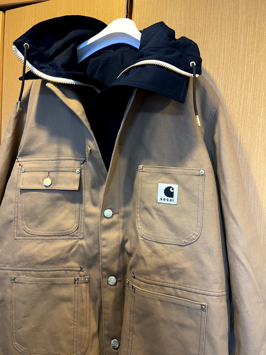 Sacai Carhartt WIP Reversible Duck Coat 2024 Size 3 beige navy new